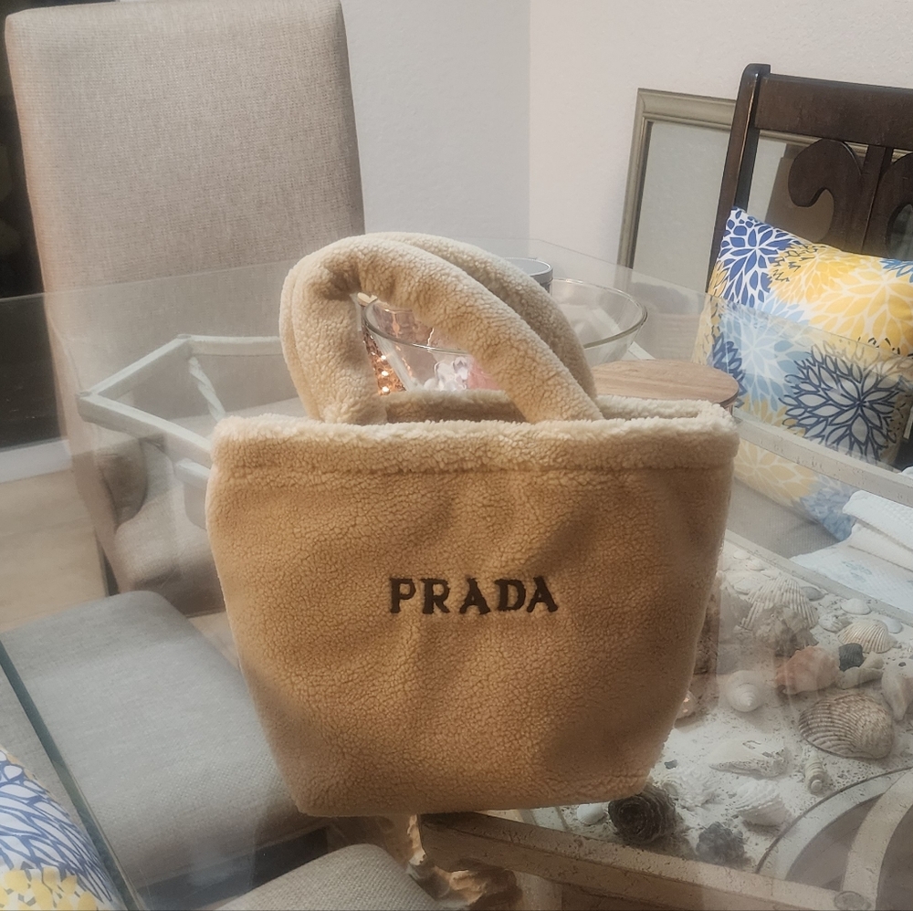 Prada Beige Shearling Tote - Picture 2 of 16